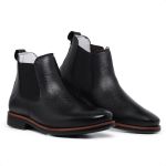 Bota Chelsea Masculina Em Couro Legítimo Forrada Em Couro Preto
