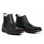 Bota Chelsea Masculina Em Couro Legítimo Forrada Em Couro Preto