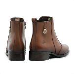 Bota Feminina Em Couro Legítimo Cano Curto Casual Zíper