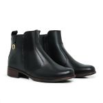 Bota Feminina Em Couro Legítimo Cano Curto Casual Zíper