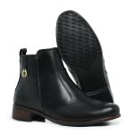 Bota Feminina Em Couro Legítimo Cano Curto Casual Zíper