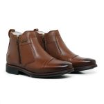 Bota Botina Em Couro Legítimo Com Zíper Lateral Country
