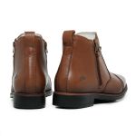 Bota Botina Em Couro Legítimo Com Zíper Lateral Country