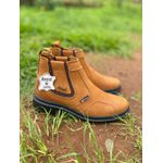  Bota Botina Cano Curto Em Couro Legítimo Telha