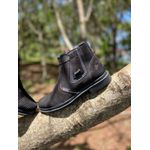 Bota Botina Cano Curto Em Couro Legítimo Preto