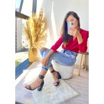 Sandália Felina Preta Crôco