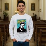 Blusa Comic São Carlo Acutis Católico Moletom Branco Branco