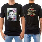 Camiseta Santa Teresinha Preta Masculina Católico Algodão