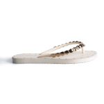 CHINELO CLARA OFF WHITE E DOURADO