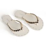 CHINELO CLARA OFF WHITE E DOURADO