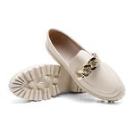 MOCASSIM TRATORADO SANDY OFF WHITE ELOS DOURADO