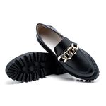 MOCASSIM TRATORADO SANDY PRETO ELOS DOURADO 