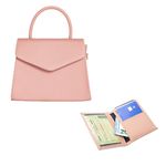 Kit bolsa triângulo + porta-cartões - Rosa