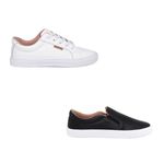Kit tênis + slip on couro p&b baixo