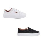 Kit tênis + slip on couro p&b alto