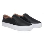 Tênis slip on couro sola alta preto - São Paulo