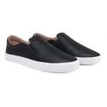 Tênis slip on couro casual preto - São Paulo