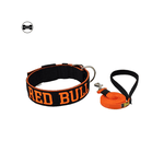 Coleira Para Cachorro Personalizada + Guia Longa 1,80m (preto e laranja) 