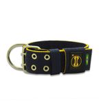 Coleira Para Cachorro Personalizada + Guia de Passeio (Azul Marinho e Amarelo)