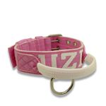 Coleira Para Cachorro Com Alça Personalizada (rosa e branco) + Guia 80cm 