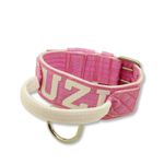 Coleira Para Cachorro Com Alça Personalizada (rosa e branco) 