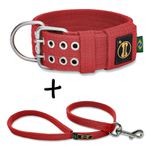 Coleira Para Cachorro Amorosso + Guia Curta 80cm (VERMELHO) 