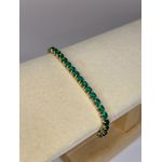 Pulseira Riviera Gravatinha Verde Turmalina Ouro 