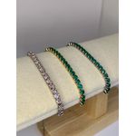 Pulseira Riviera Gravatinha Verde Turmalina Ródio Branco 
