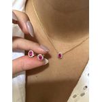 Conjunto Oval Joinha Pink Banhado a Ouro