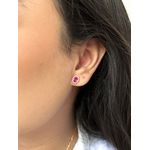 Conjunto Oval Joinha Pink Banhado a Ouro