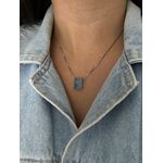Conjunto Fusion Agua Marinha Banhado a Ródio Branco 