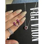 Colar Joinha Safira Pink Banhado a Ródio Branco