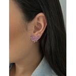 Brinco Ear Cuff Joinha Rosa Banhado a Ródio Branco