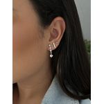 Brinco Pendente Zircônias Cristais Gotas Banhado a Ródio Branco 