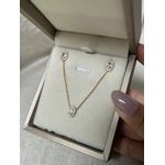 Conjunto Oval Joinha Cristal Banhado a Ouro