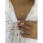 Conjunto Oval Joinha Cristal Banhado a Ouro