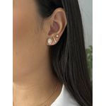 Conjunto Oval Joinha Cristal Banhado a Ouro