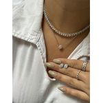 Conjunto Oval Joinha Cristal Banhado a Ródio Branco