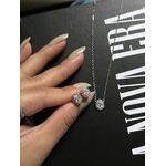 Conjunto Oval Joinha Cristal Banhado a Ródio Branco
