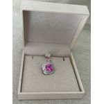 Pingente Safira Pink Micro Cravejado Banhada a Ródio Branco