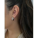 Brinco Argola Abaulada Banhado a Ródio Branco