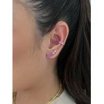 Mini Ear Cuff Pink e Rose Banhado a Ródio Branco 