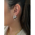 Brinco Argola Triangular Banhado a Ródio Branco 