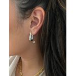 Brinco Argola Triangular Banhado a Ródio Branco 