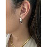 Brinco Argola Triangular Banhado a Ródio Branco 