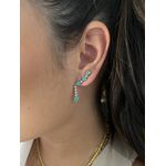 Brinco Ear Cuff Corações Turmalina Paraíba Banhado a Ródio Branco