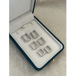 Trio Argolas Quadradas Banhadas Ródio Branco 