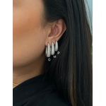 Brinco Argola Gota Cravejada Banhado Ródio Branco