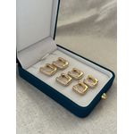 Brinco Argola Quadrada Cravejada Banhado Ouro 18k 