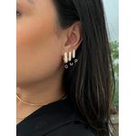 Brinco Argola Quadrada Cravejada Banhado Ouro 18k 